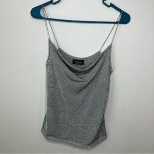 Metallic-Mesh Silver Top